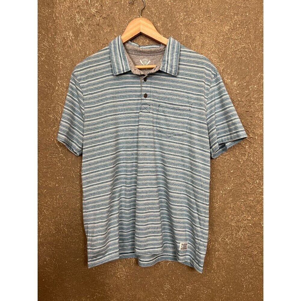 Men's Flag & Anthem Blue Striped Polo Shirt Large